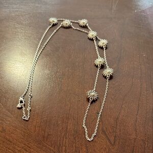 NWOT Brighton Silver Sunburst Necklace 44 inches in length